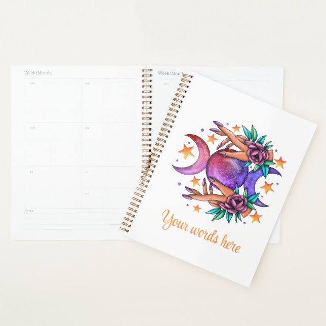 Create Your Own Cute Triple Moon Goddess & Roses Planner (Display)
