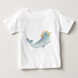 Create Your Own Cute Whale & Flowers Baby T-Shirt