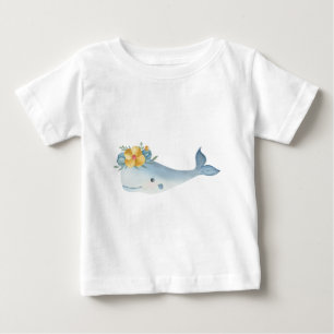 Create Your Own Cute Whale & Flowers Baby T-Shirt