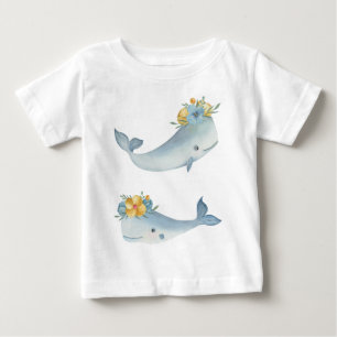 Create Your Own Cute Whales & Flowers Baby T-Shirt
