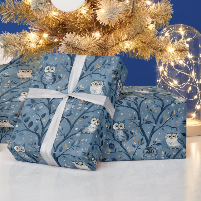 Create Your Own Cute Winter Owls Wrapping Paper (Holidays)