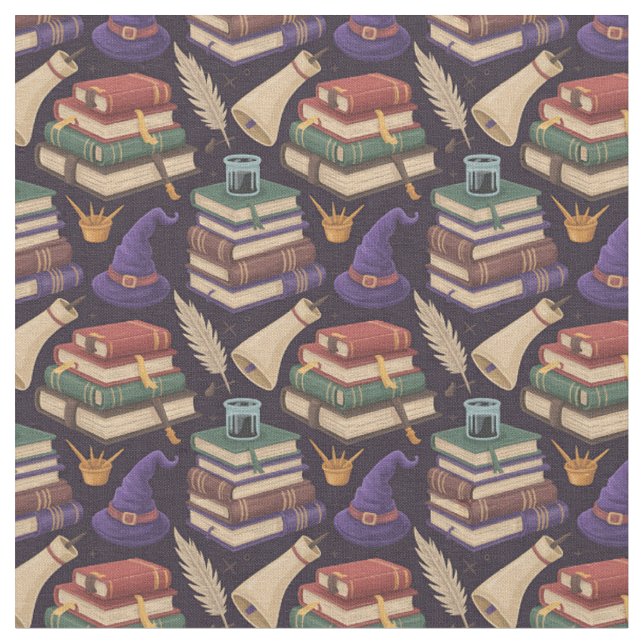 Create Your Own Cute Wizarding School Supplies Fabric (Close Up)