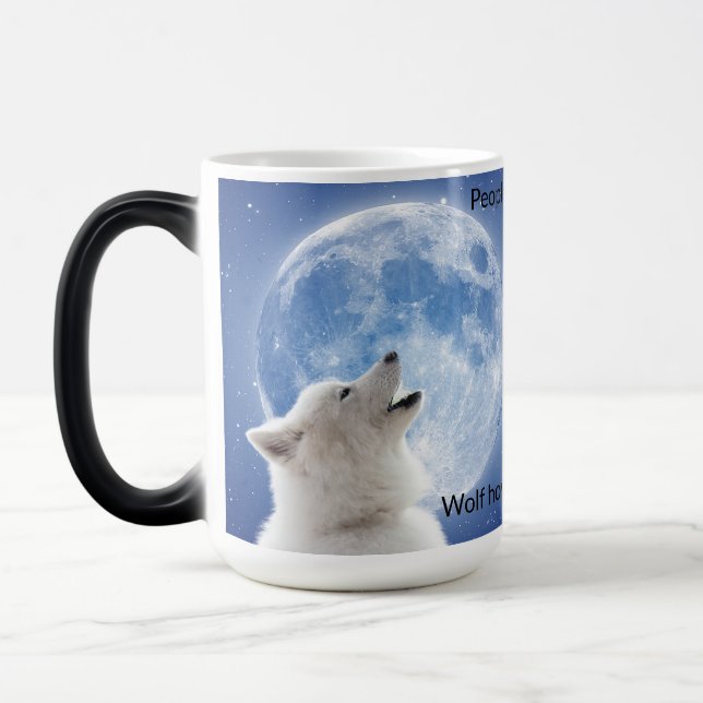 Create Your Own Cute Wolf Howls | Blue Moon Sky on Magic Mug (Left)