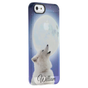 Create Your Own Cute Wolf Howls   Blue Moon Sky  Permafrost® iPhone SE/5/5s Case