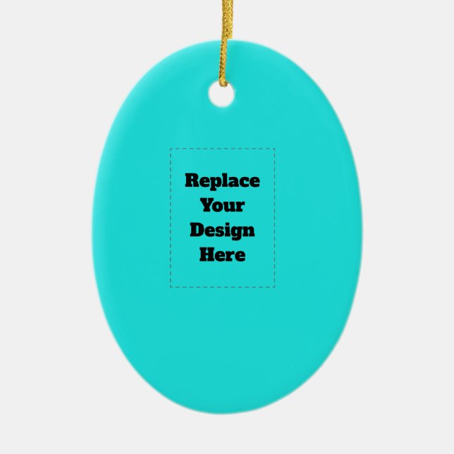 Create Your Own cyan Ceramic Ornament (Front)