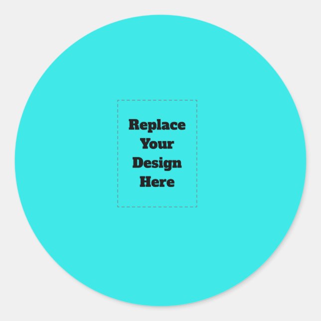 Create Your Own cyan Classic Round Sticker (Front)