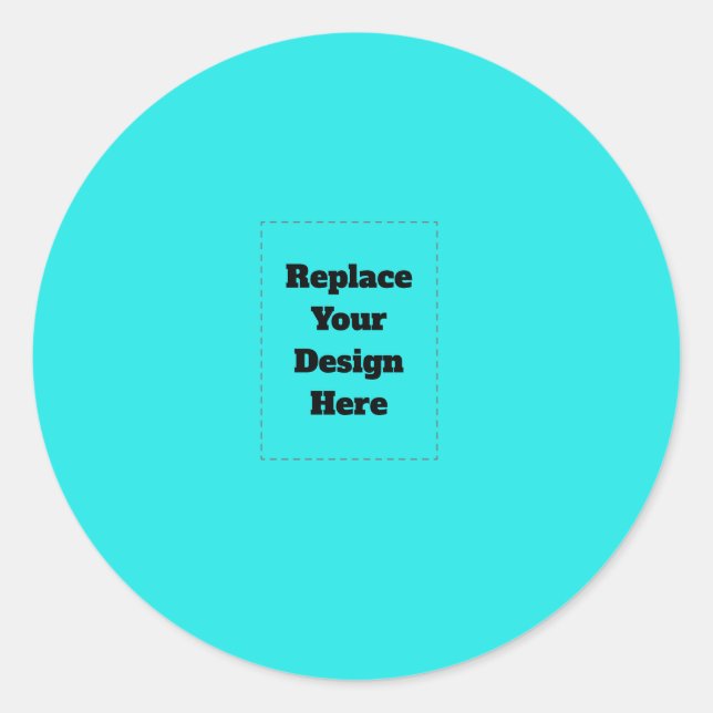 Create Your Own cyan Classic Round Sticker (Front)