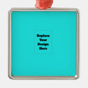 Create Your Own cyan Metal Ornament