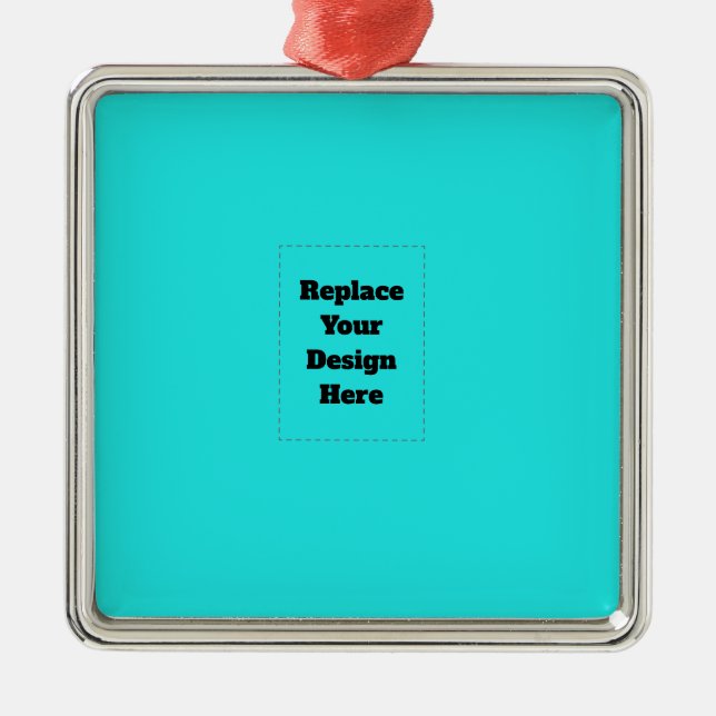 Create Your Own cyan Metal Ornament (Front)