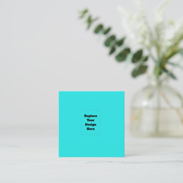 Create Your Own cyan Square Business Card (Standing Front)