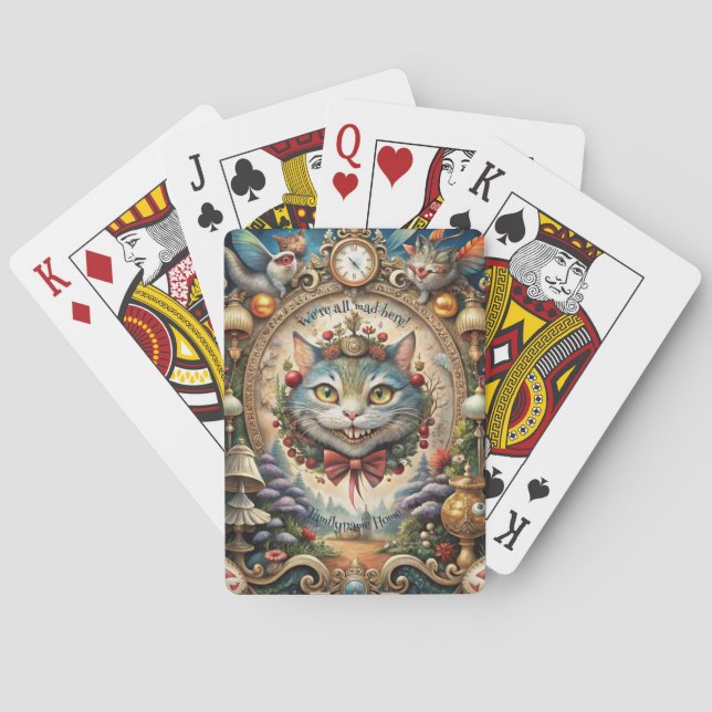Create Your Own Dapper Whimsical Cheshire Cat Playing Cards (Back)