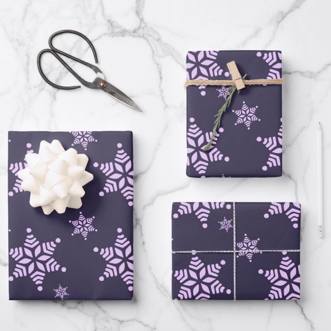 Create Your Own Dark Bold Snowflakes Pattern Wrapping Paper Sheet (Front)
