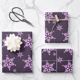 Create Your Own Dark Bold Snowflakes Pattern Wrapping Paper Sheet