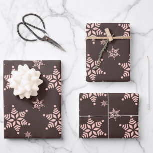 Create Your Own Dark Bold Snowflakes Pattern Wrapping Paper Sheet