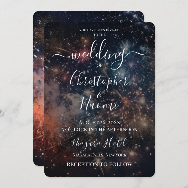 Create Your Own Dark Colourful Fireworks Invitation (Front/Back)