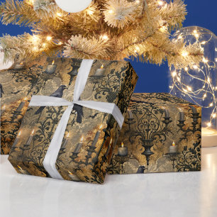 Create Your Own Dark Gothic Ravens Damask Wrapping Paper