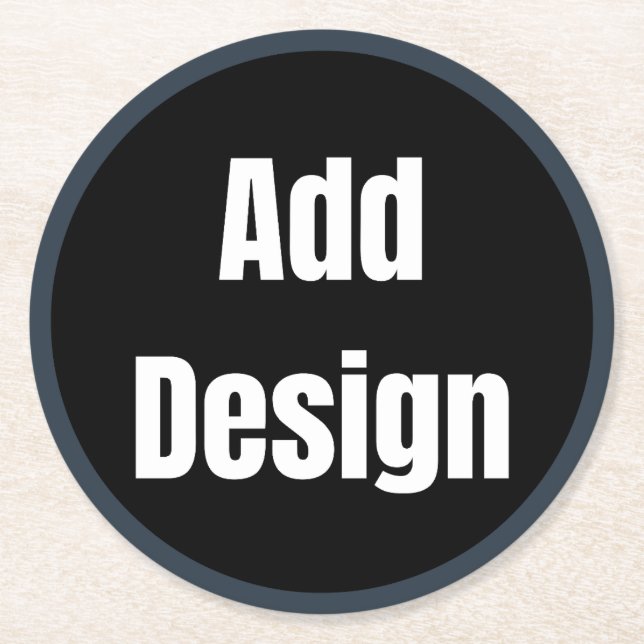 Create Your Own dark grey blue personalised Round Paper Coaster (Front)