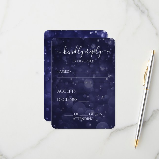 Create Your Own Dark Indigo Blue Waters RSVP Card (Front/Back In Situ)