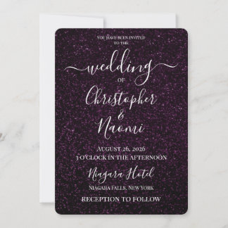Create Your Own Dark Pink Glitter Wedding Invitation