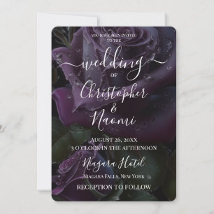 Create Your Own Dark Purple Rose Closeup Invitation