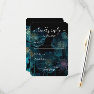Create Your Own - Dark X-Ray Glow Wildflowers RSVP Card