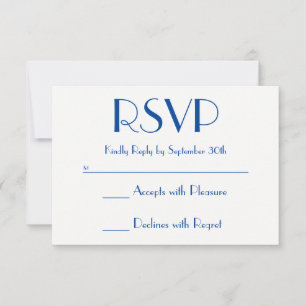 Create Your Own Deep Blue and White RSVP Card