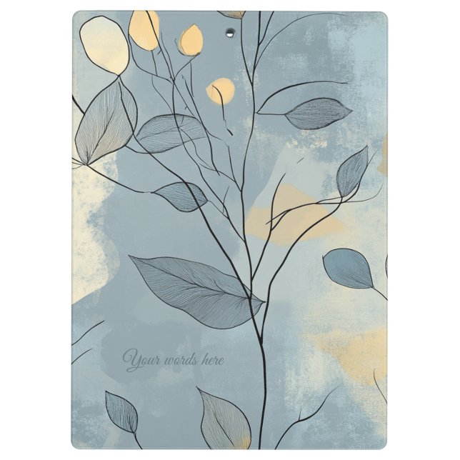 Create Your Own Deep Blue Floral Minimalist Clipboard (Back)