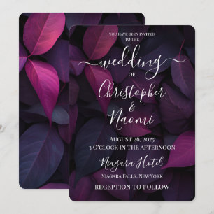 Create Your Own Deep Fuchsia Leaves Invitation