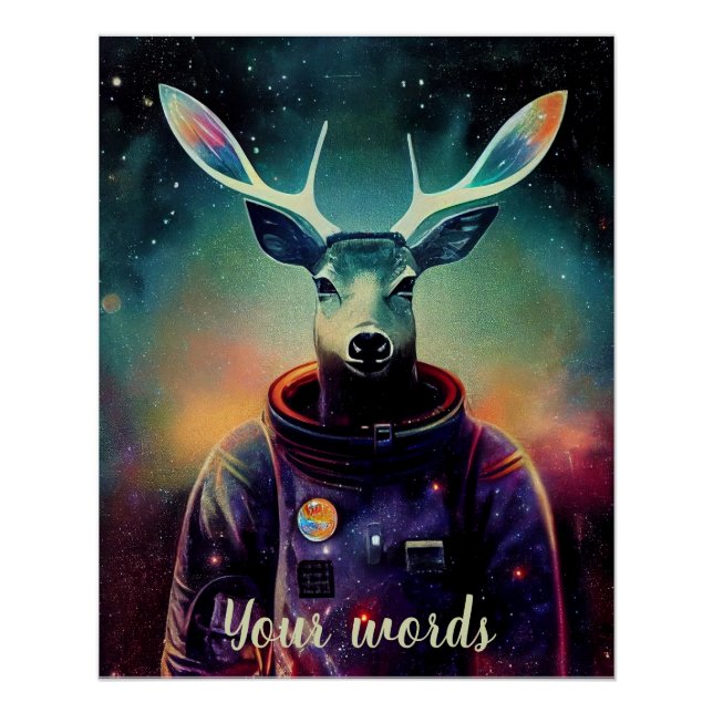 Create Your Own Deer in Space Astronaut Poster (Front)
