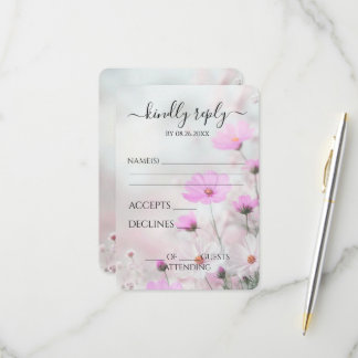Create Your Own Delicate Pink Flowers Wedding RSVP Card
