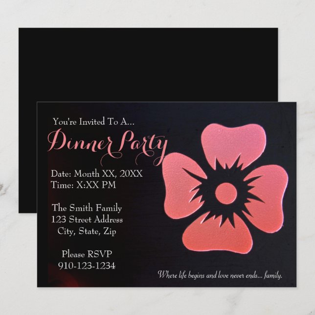 Create Your Own Dinner Party Invitation (Front/Back)