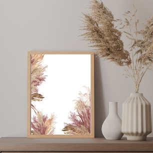 Create Your Own DIY Boho Pampas Grass Mauve Pink Poster