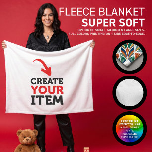 CREATE-YOUR-OWN DIY Custom upload your design Fleece Blanket