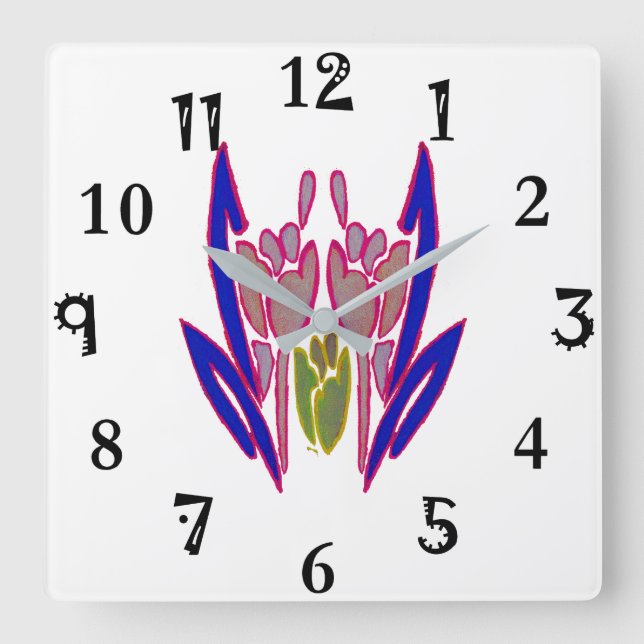 Create Your Own DIY Floral Custom Personalised art Square Wall Clock (Front)