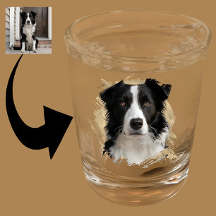 Create Your Own Dog Border Collie Face Head Photo Shot Glass