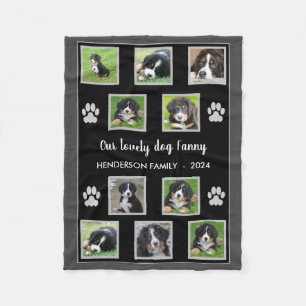 Create your own dog pet photo collage monogrammed fleece blanket
