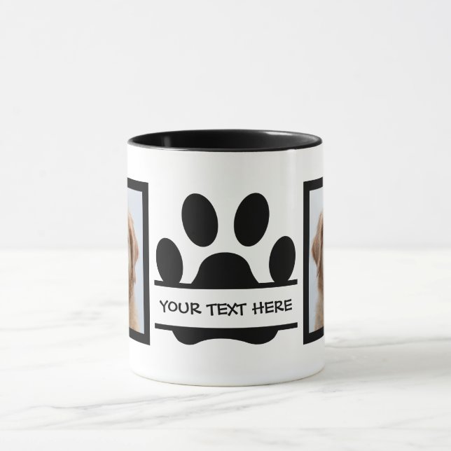 Create Your Own Dog Photo Paw Print  Mug (Center)