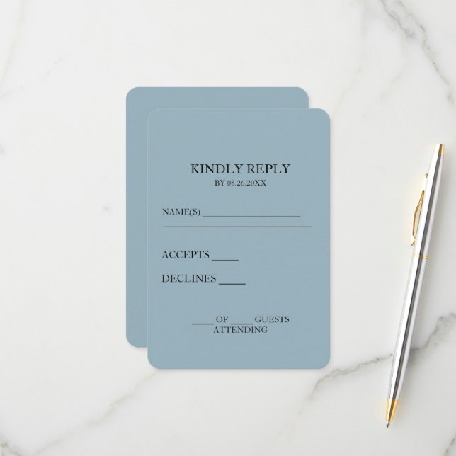 Create Your Own - Dusty Blue RSVP Card (Front/Back In Situ)