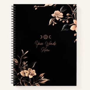Create Your Own Dusty Pink Cherry Blossoms Black Notebook