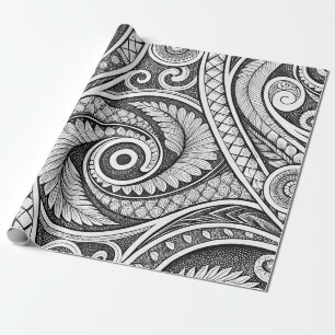 Create Your Own Elegant Black White Festive Tribal Wrapping Paper