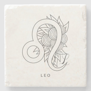 Create Your Own Elegant Black & White Leo Stone Coaster