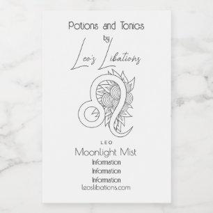 Create Your Own Elegant Black & White Leo Zodiac Wine Label