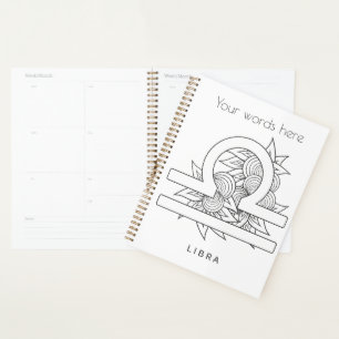 Create Your Own Elegant Black & White Libra Zodiac Planner