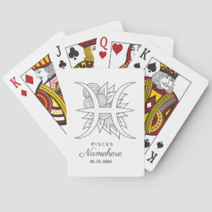 Create Your Own Elegant Black & White Pisces Playing Cards