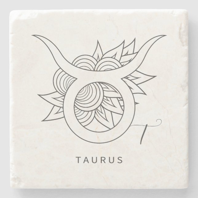 Create Your Own Elegant Black & White Taurus Stone Coaster (Front)