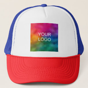 Create Your Own Elegant Blue Red White Modern Trucker Hat