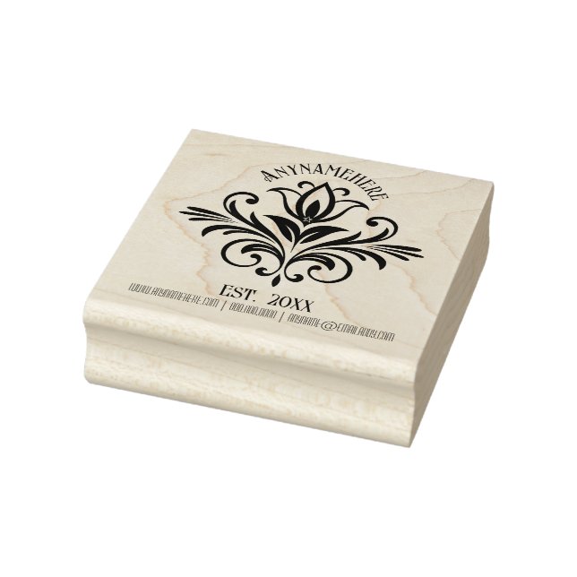 Create Your Own Elegant Calligraphy Tulip Logo Rubber Stamp (Stamp)