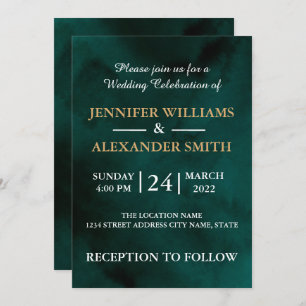 Create Your Own Elegant Custom Dark Green Wedding Invitation
