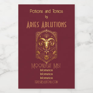 Create Your Own Elegant Gold Art Deco Aries Wine Label
