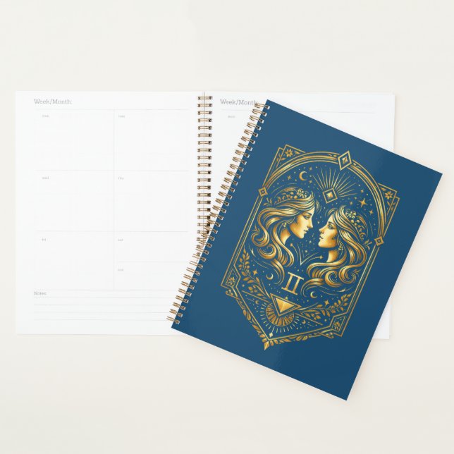 Create Your Own Elegant Gold Art Deco Gemini Planner (Display)